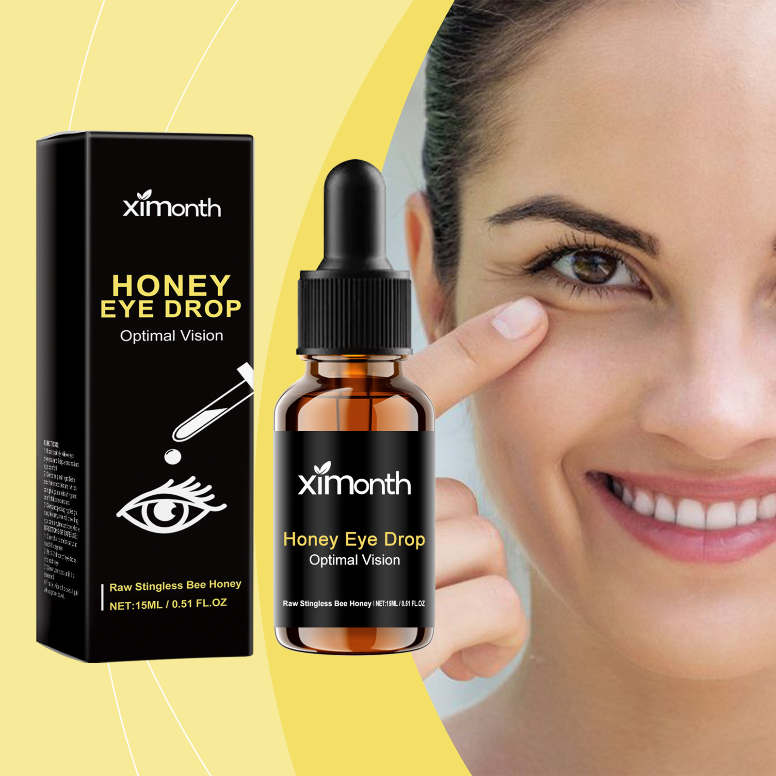 XIMONTH Honey Extract Eye Drops, Eye Refreshing Gentle Moisturizing Hydrating Care Eye Care Liquid