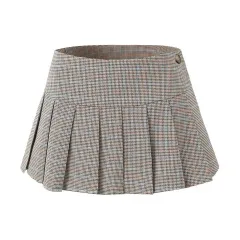 Plaid Camisole Women's Cross Rope Skirt Outfit - Small Plaid Skirt - View 1