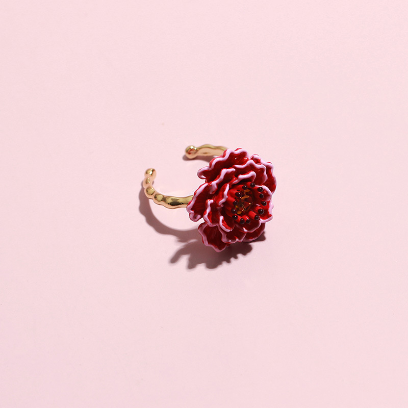 Grape Manor Peach Blossom Large Flower Enamel Glaze Flower Ring — foto 6