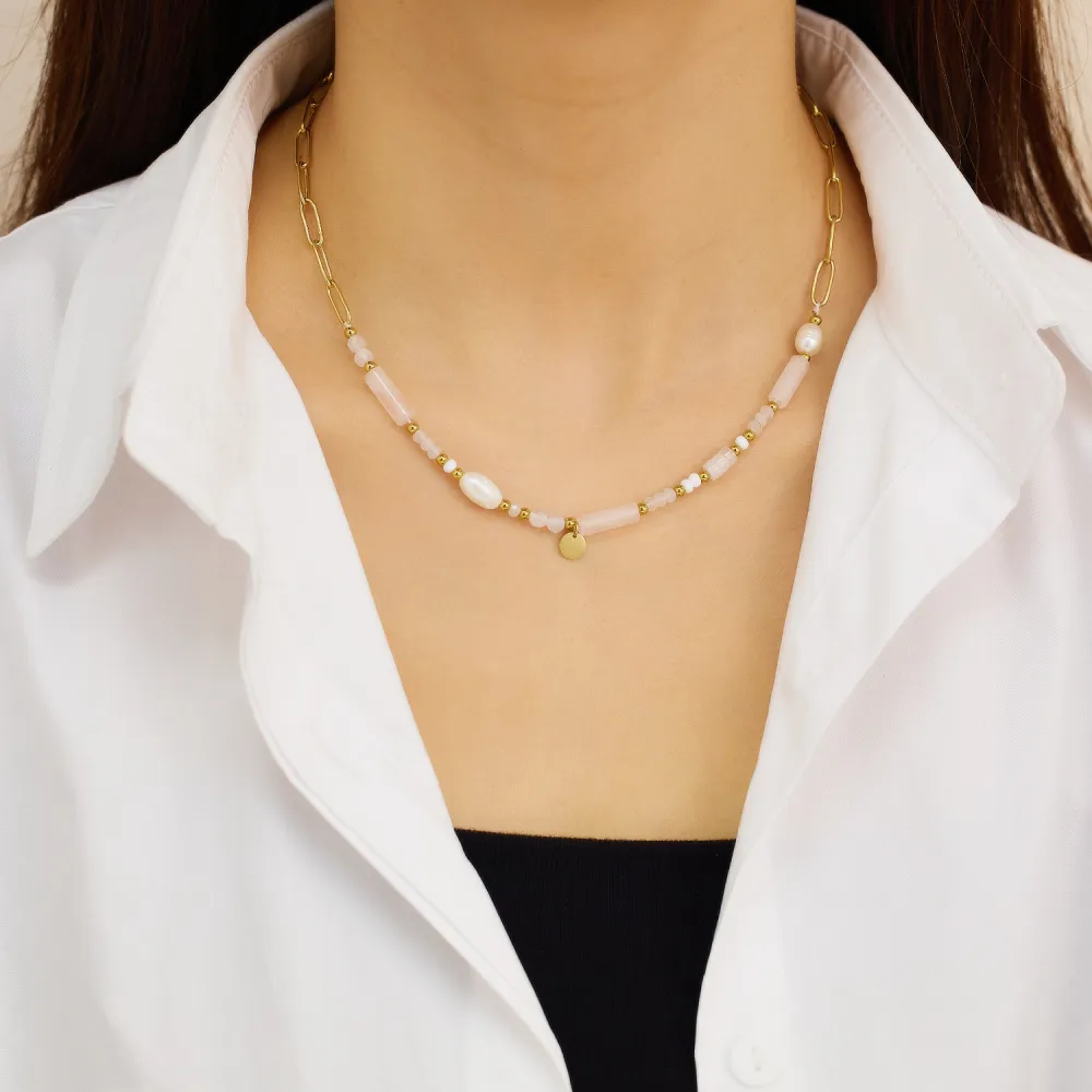 Cold Style Pearl Series Titanium Steel Clavicle Necklace