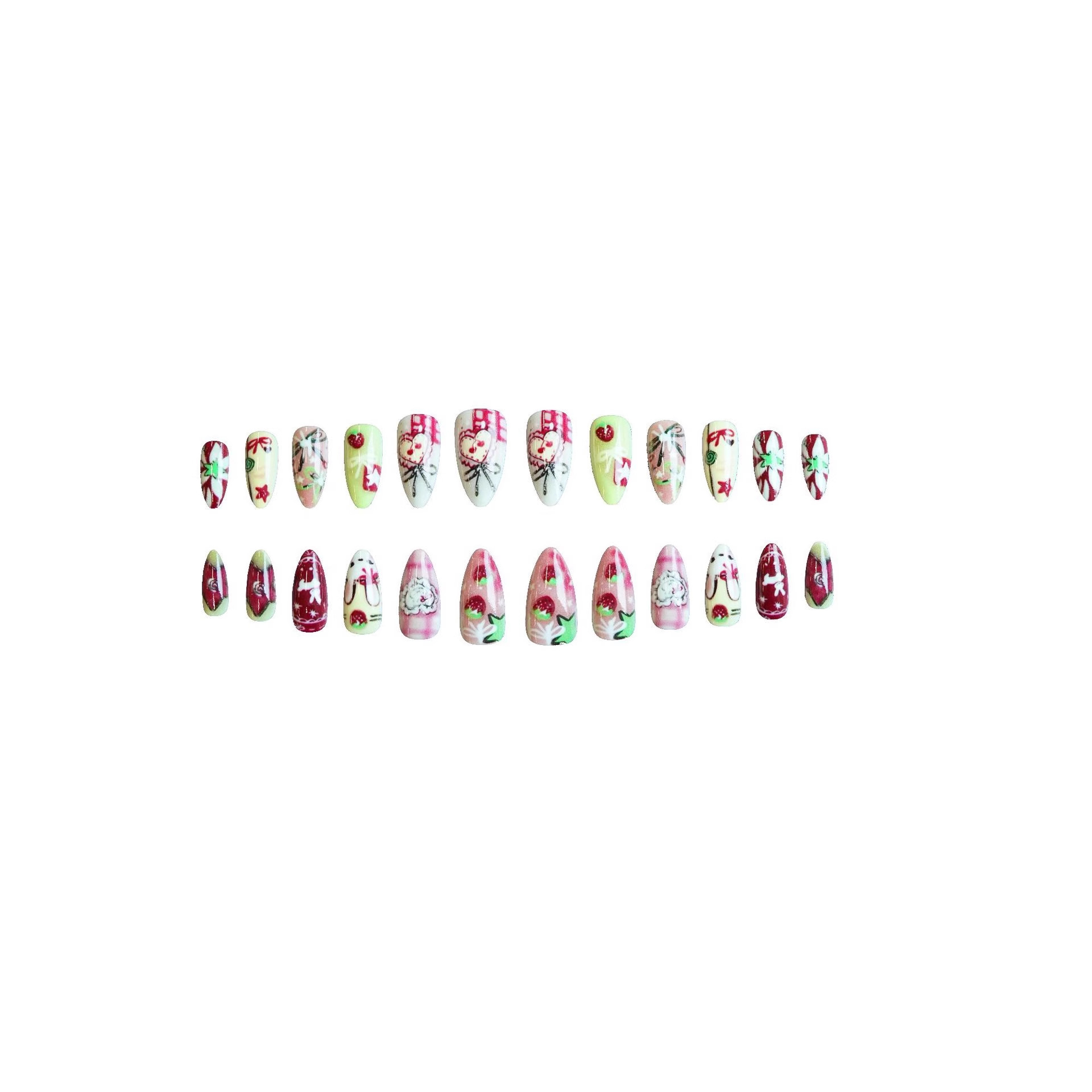 24-piece Set Of Cute Cartoon-style Fresh And Sweet Wearable Nail Tips