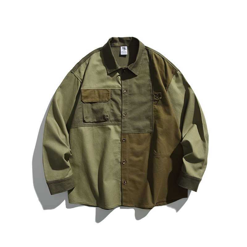 Loose Casual Military Block Shirt Men's Mountain