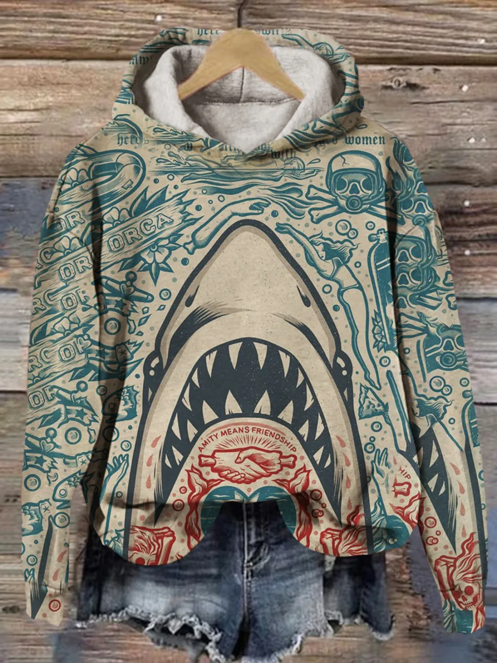 Digital Printing Men's Hoodie Heartbeat Pattern Hooded Sweater - Yp2311251260-S