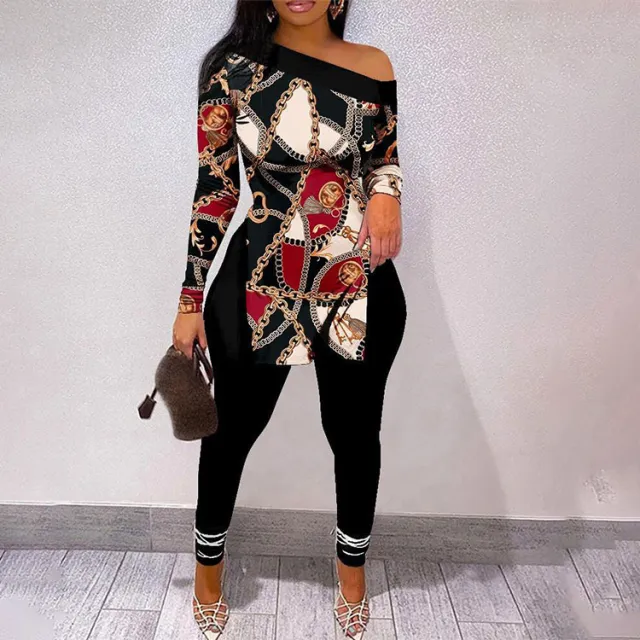 Autumn And Winter New Letter Floral Print Slit Hem Long Sleeve Top Suit Women Black 05 - Shop at LoveMi