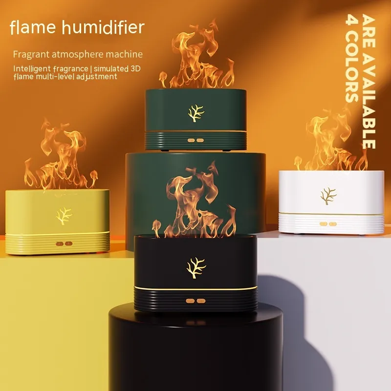 Flame Humidifier USB Smart Timing LED Electric Aroma Diffuser Simulation Fire Night Lamp Home Decor – image 4