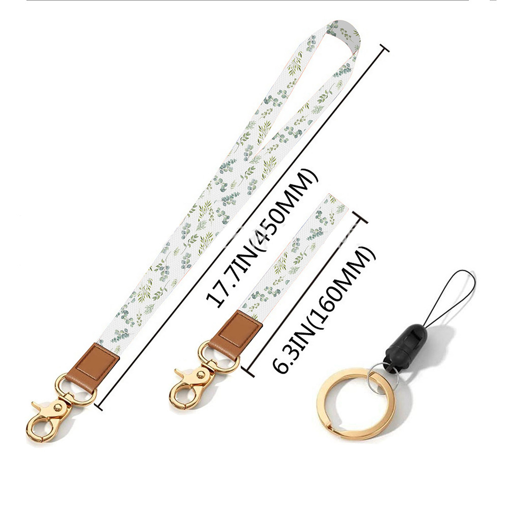 Leather-Polyester Wrist-Neck Dual-Use Keychain Lanyard