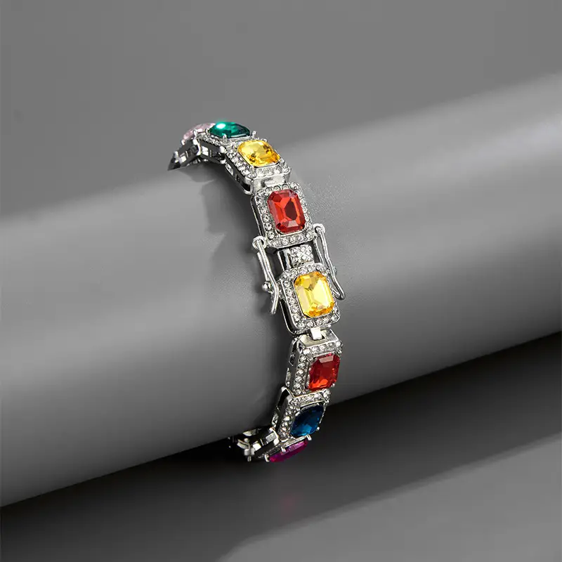Men's Colorful Zircon Personalized Necklace Bracelet