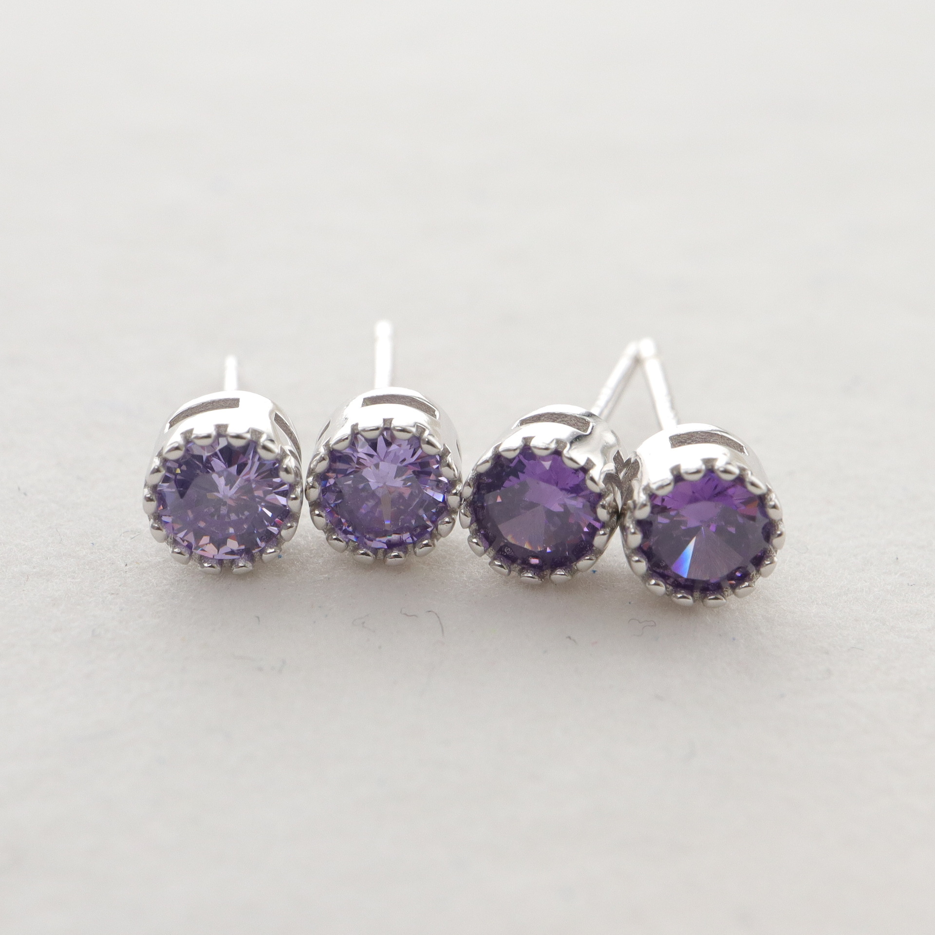 S925 Silver Multi-color Diamond Stud Earrings Single Rhinestone Earrings