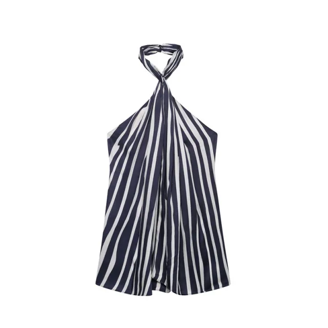 European And American Style Striped Halter Top Loose Trousers Top - Shop at LoveMi