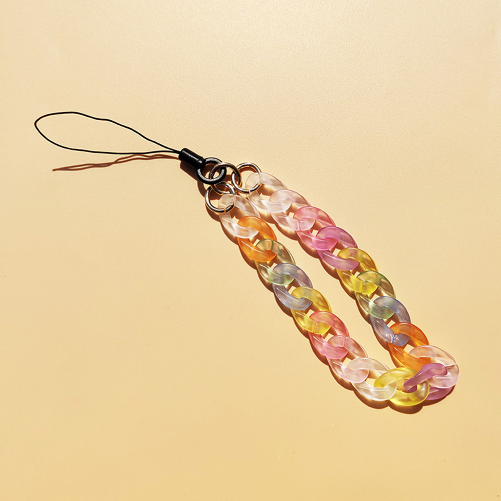 Fashion Frosted Acrylic Chain Mobile Phone Charm Candy Color Anti-lost Lanyard Women's Ornaments