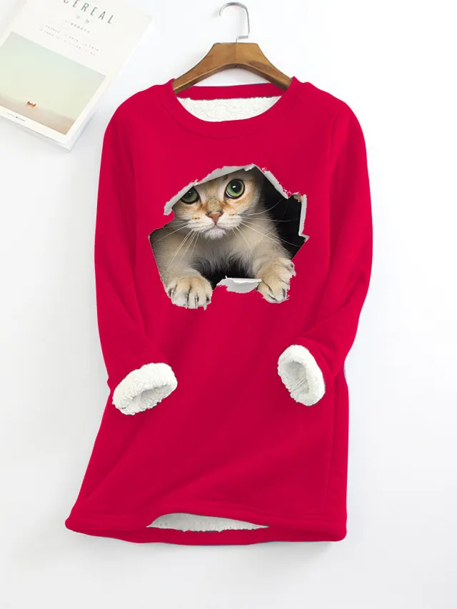 Autumn And Winter New Fleece lined Thermal Bottoming Shirt Big Sale Printing Bright Red - Shop at LoveMi