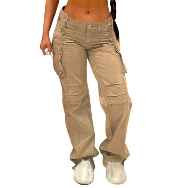 Loose Slim Straight Multi pocket Cargo Pants Khaki - Shop at LoveMi