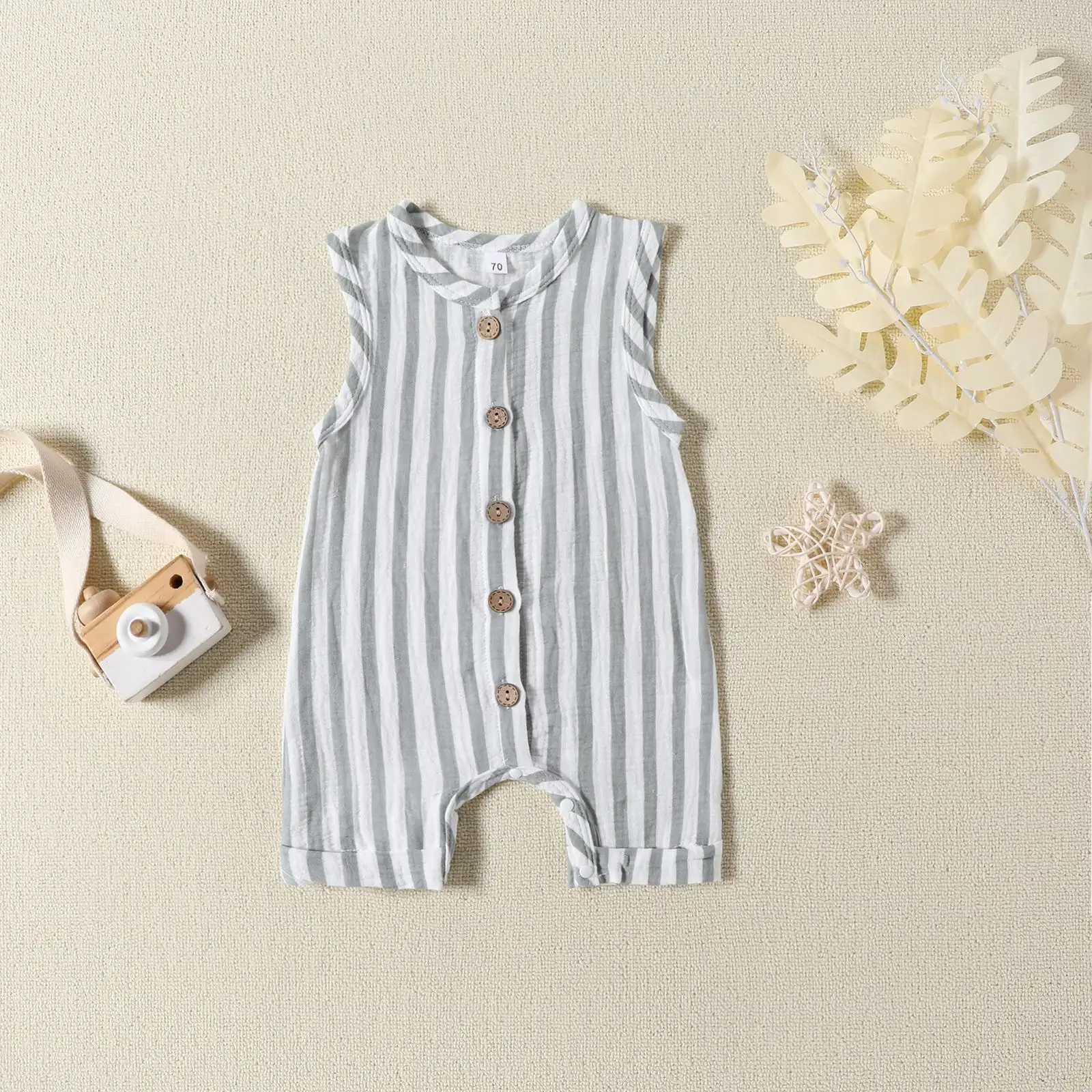 Summer New Infant Toddler Jumpsuit Multi-color Vertical Stripes