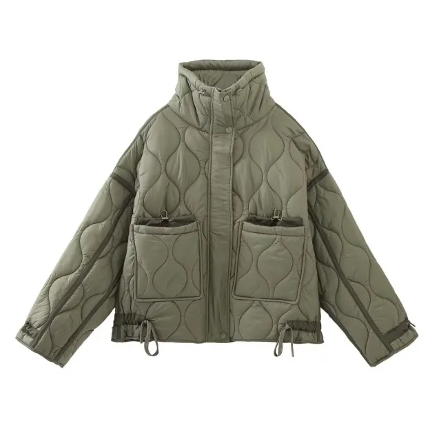 Women's Fashion Casual Stand Collar Cotton Coat Jacket Army Green - Shop at LoveMi