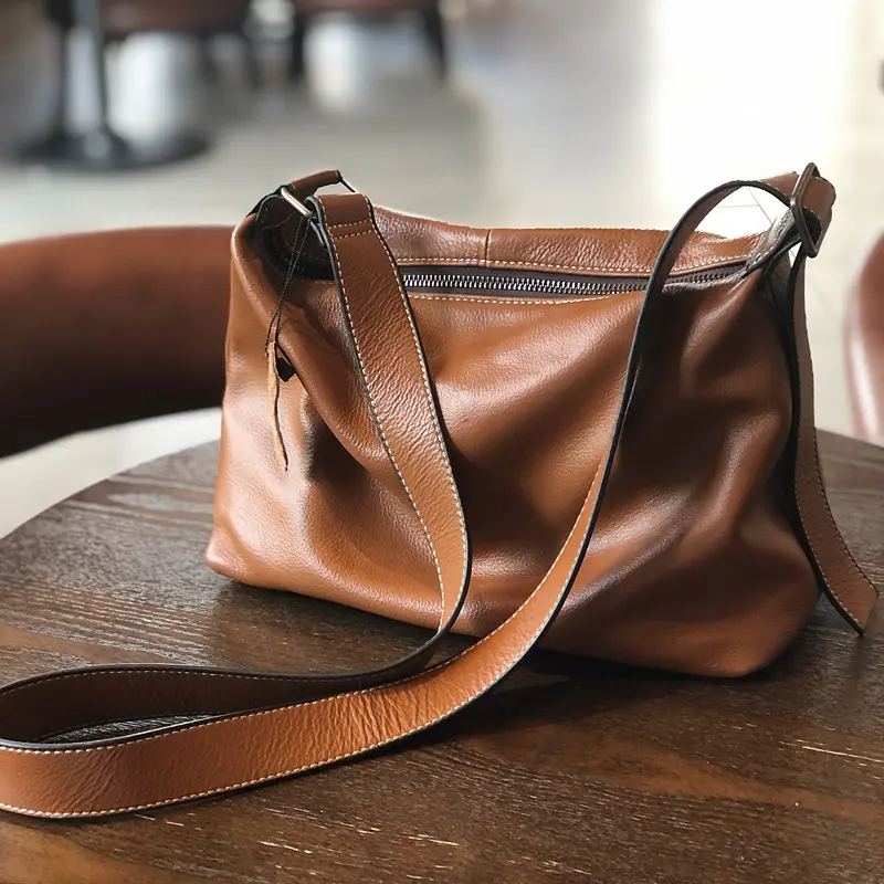Large-Capacity Minimalist Genuine Leather Shoulder Crossbody Bag