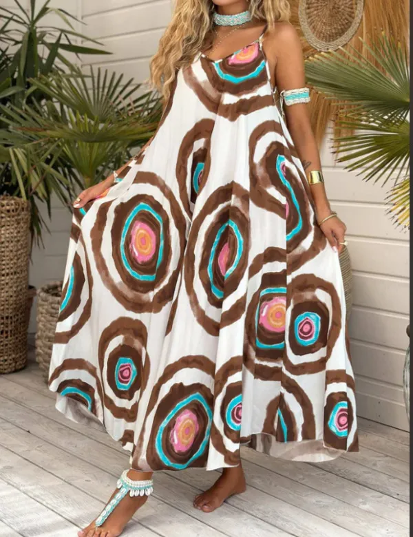 European And American Bohemian Style Printing Loose Casual Dress Bohemian Printed Dress - Shop at LoveMi