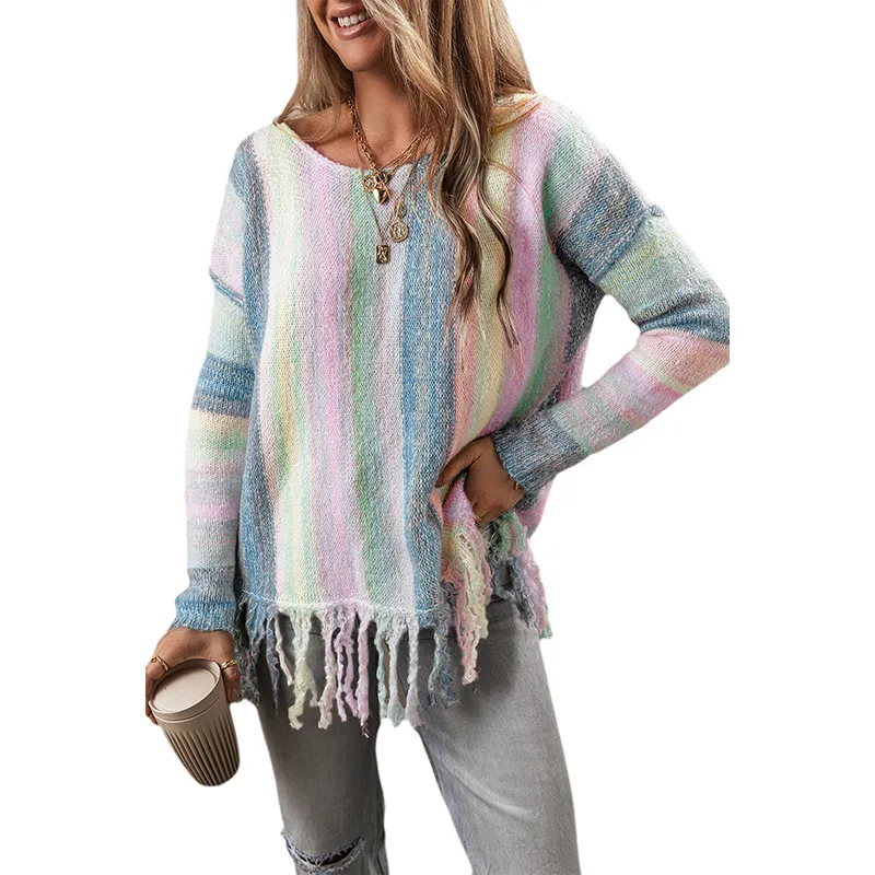 Women's Pullover Round Neck Long Sleeves Sweater - Lc2725064P822-S