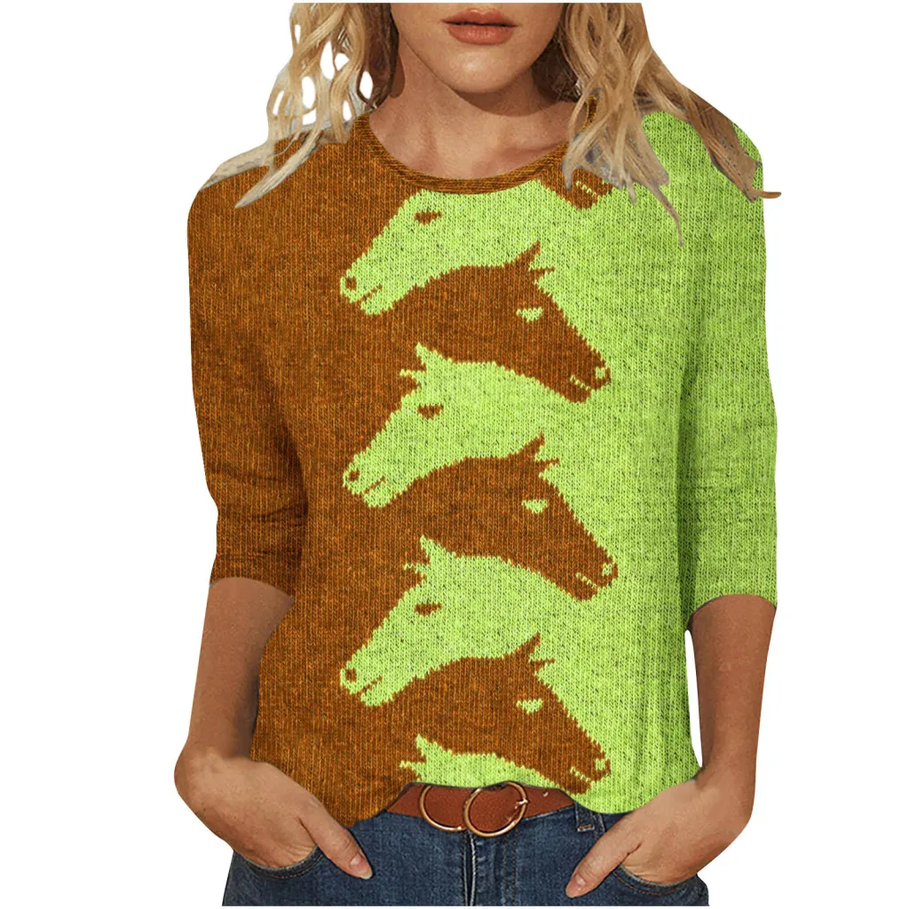 Fashion Digital Printed Round Neck Top For Women - G7Z5859