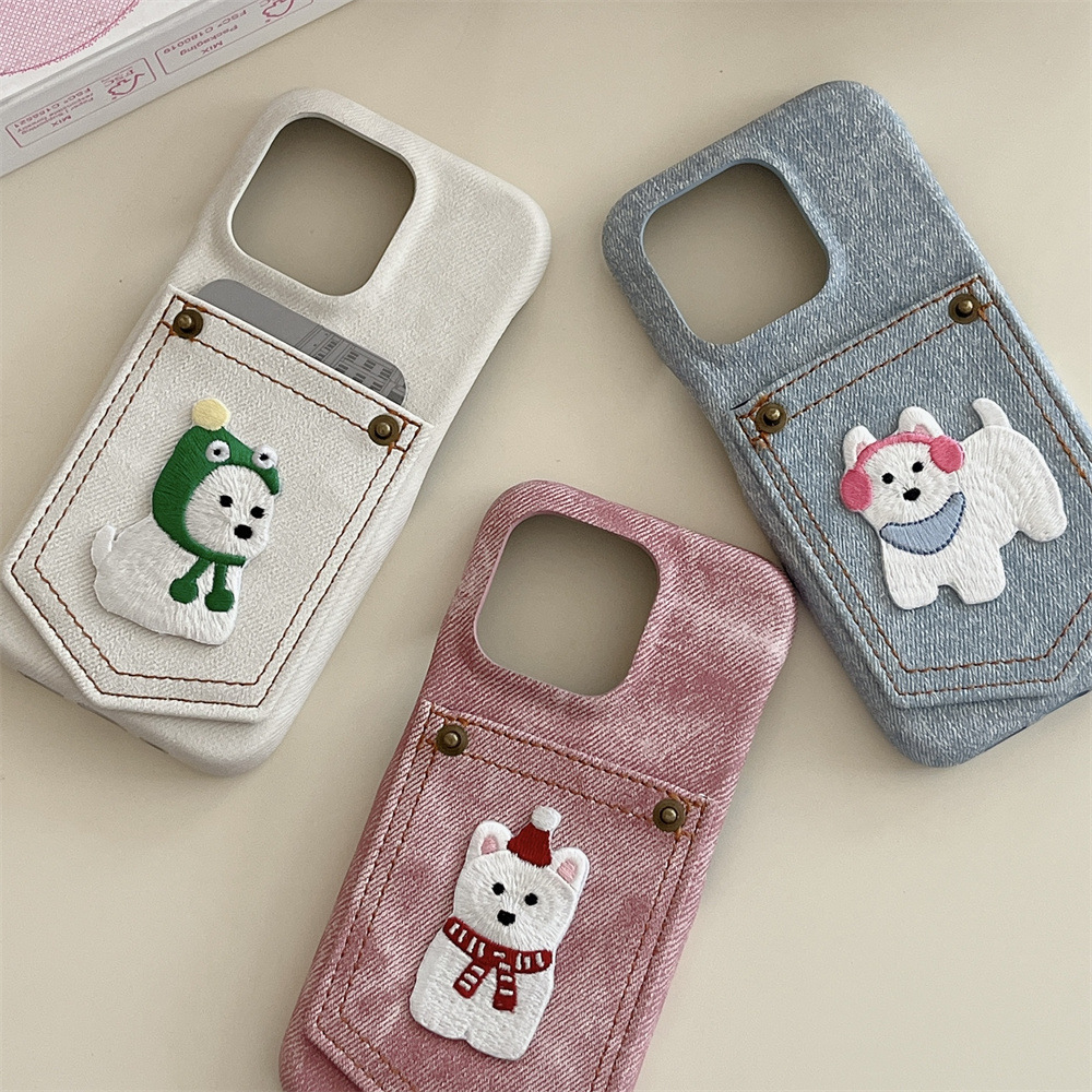 Pocket Card Holder Cartoon Animal Phone Case Niche Solid Color