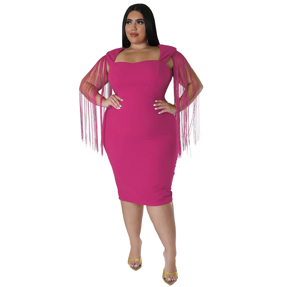 Sexy Tassel Sleeveless Elegant Figure hugging Dress Rose - Shop at LoveMi