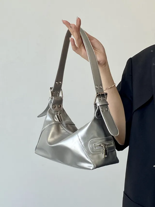 Special interest Design New Underarm One Shoulder Hand carrying Small Bag Silver - Shop at LoveMi