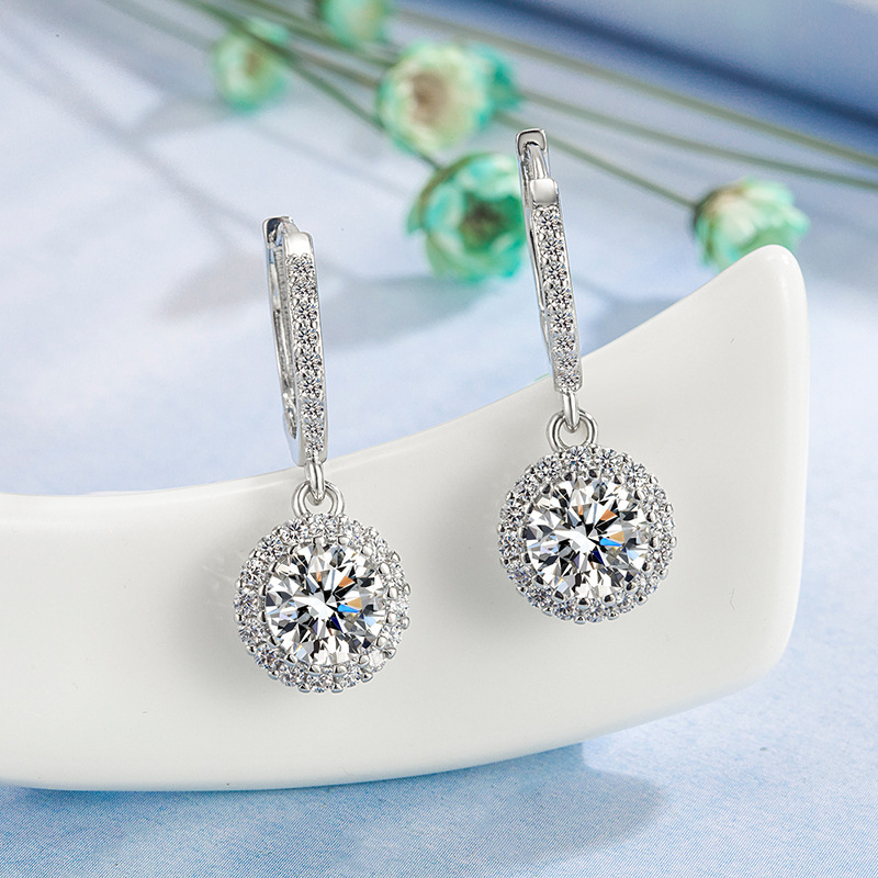 Womens Luxurious Round Zircon Earrings