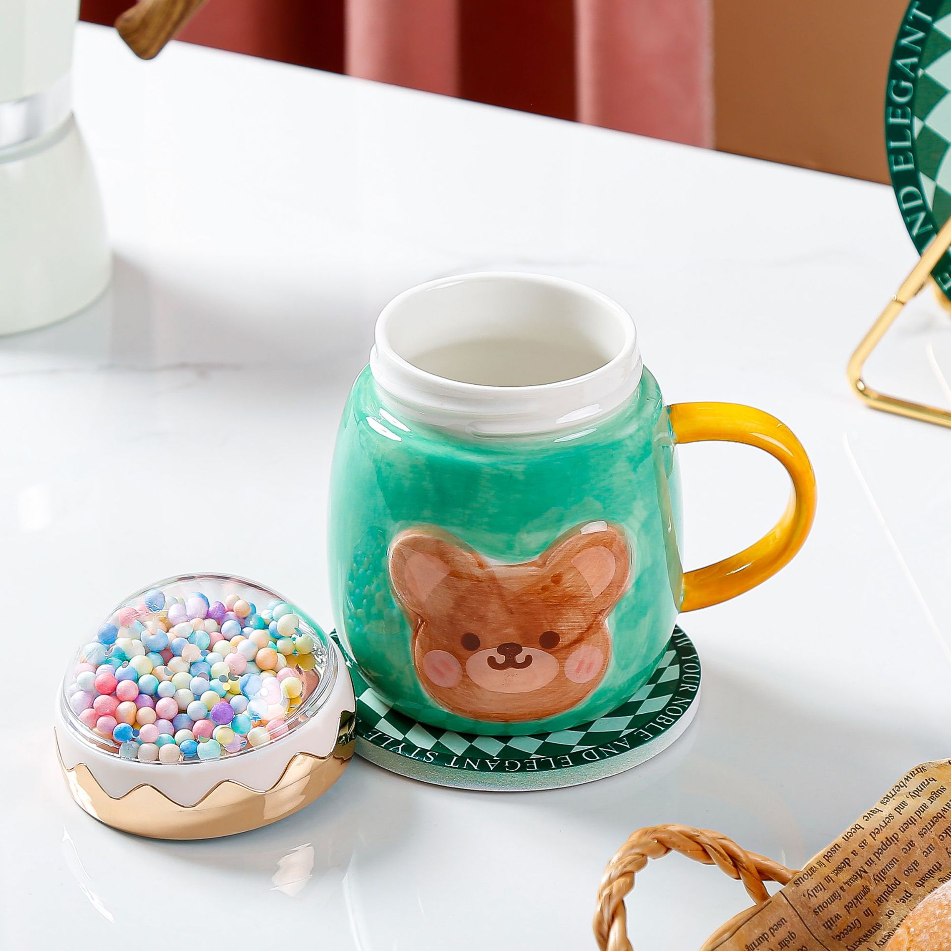 Large Capacity Ceramic Drinking Mug With Lid