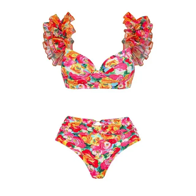 Push Up Bikini Sexy High Waist Split Swimsuit Suit Floral - Shop at LoveMi