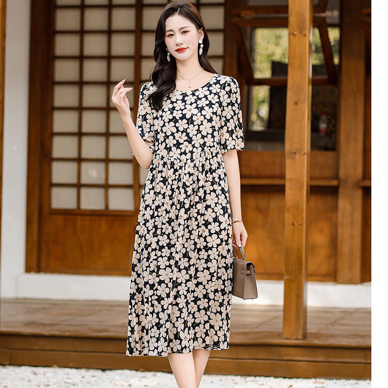 Cotton Silk Fashion Floral Loose Plus Size Outer Wear Dress No 4 - Shop at LoveMi