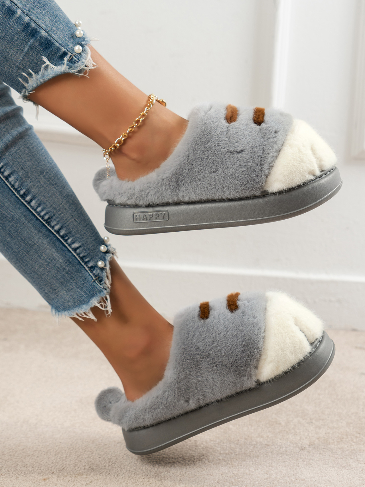 Title 5, European And American Plus Size Closed Toe Fur ...