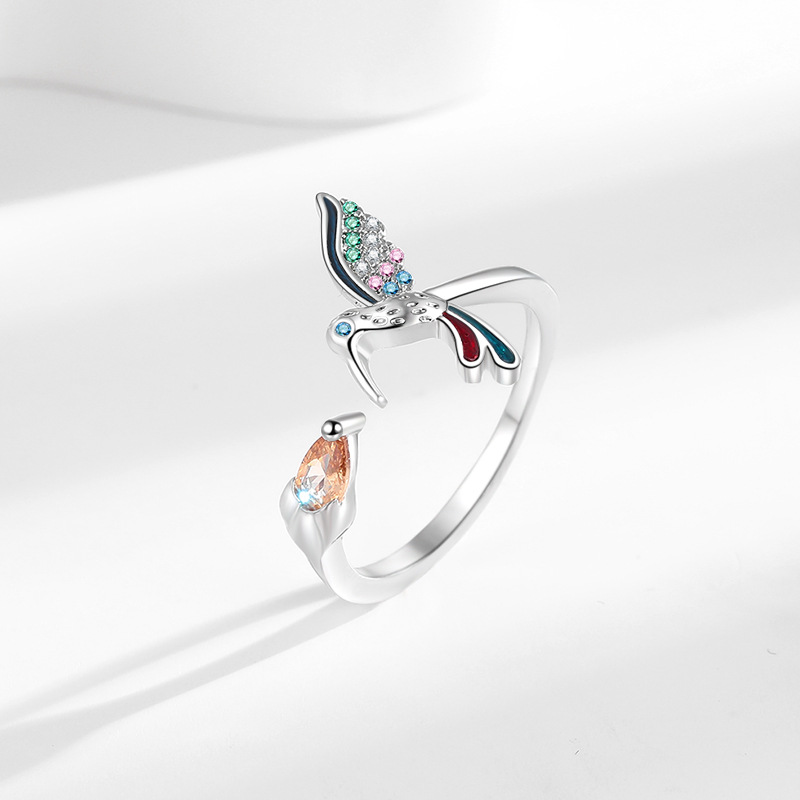 Adjustable Hummingbird Ring Female Fashion Simple