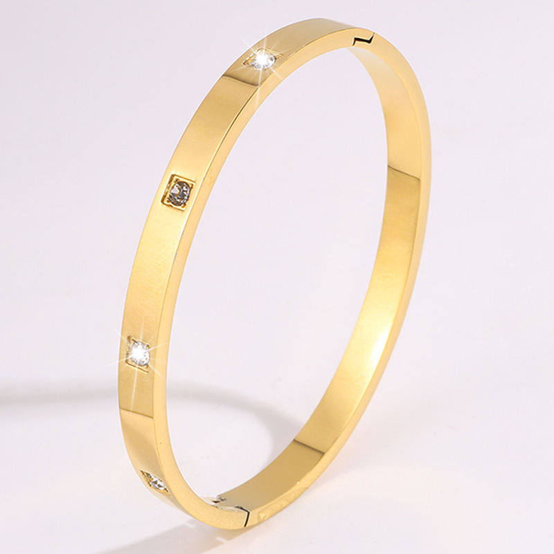 Titanium Steel Square Four-stone Non-fading Stainless Steel Bracelet