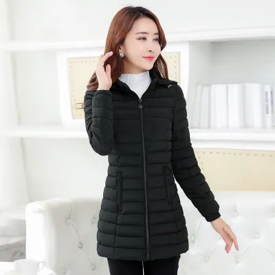 Autumn And Winter Lightweight Cotton Coat Women's Mid length Black - Shop at LoveMi