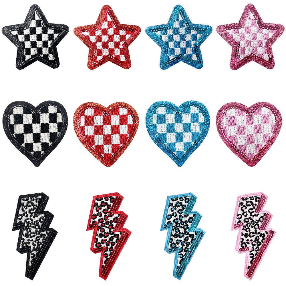 Leopard Print Lightning Sequin Ironing Embroidered Cloth Stickers — image 1