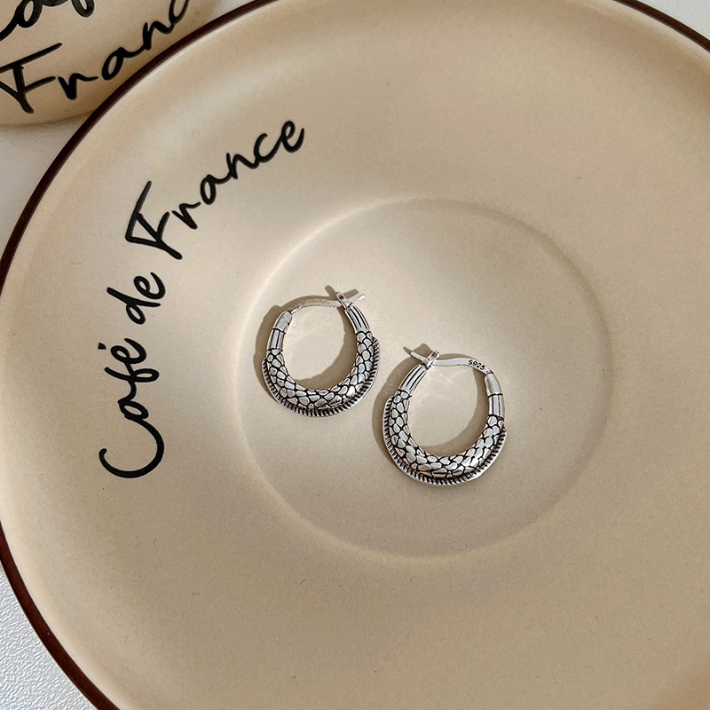 Vintage Serpentine Earrings Diamond Plaid Female