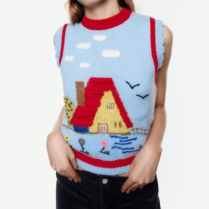 Women's All-match Embroidery Knitted Vest