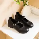 SpringSummer New Arrival Round-toe Chunky-heel Soft-soled Casual Versatile Leather Shoes view 2
