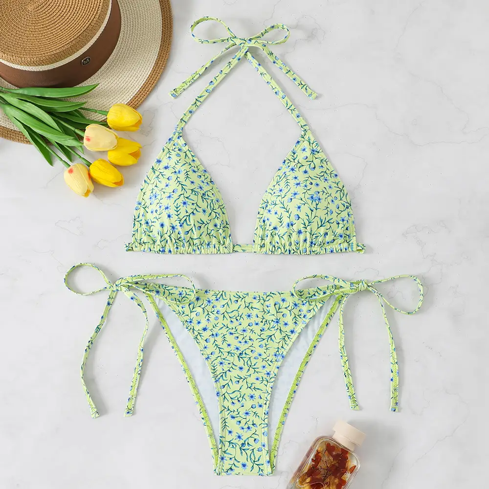 Solid-color Sexy Bikini Beach Three-piece Split Swimsuit