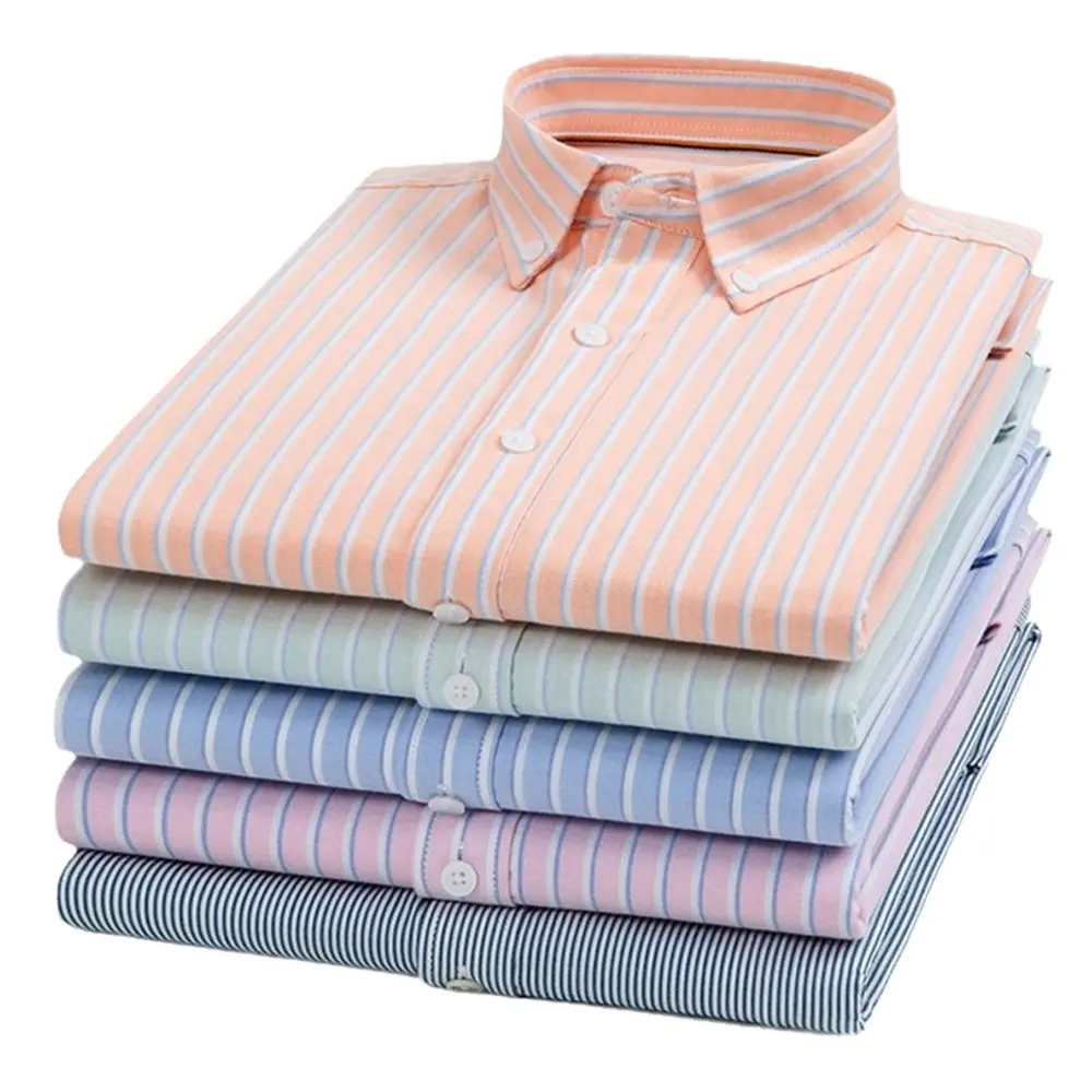 New Mens Casual Striped Long-sleeve Cotton Shirt