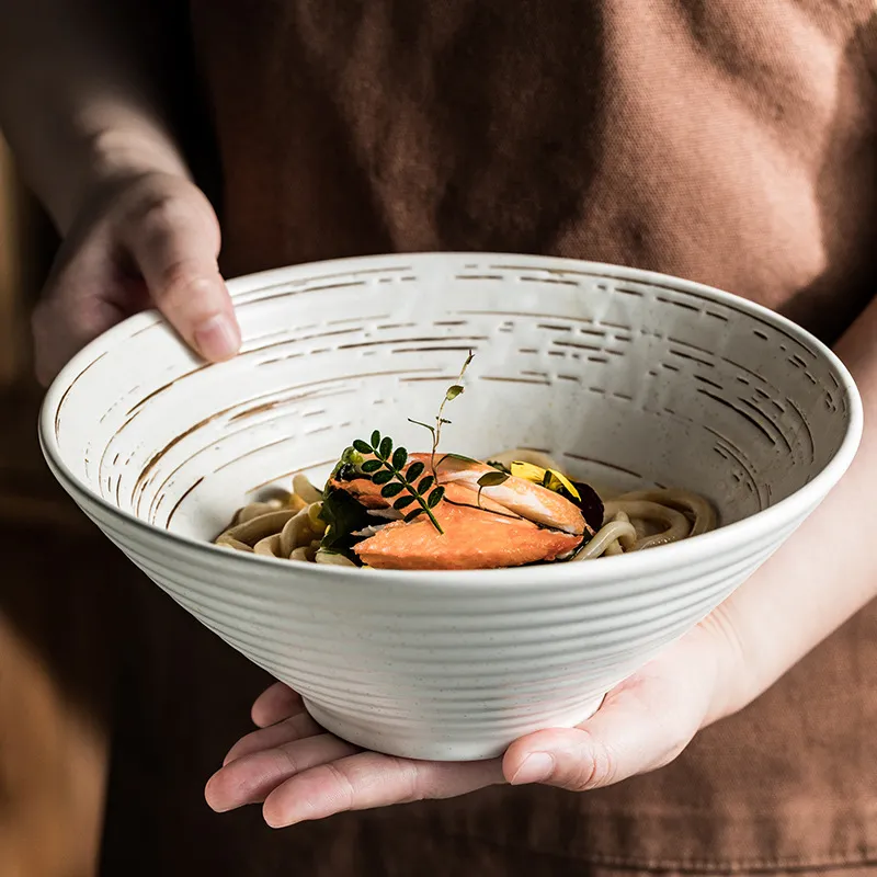 Sense Ramen Bowl White Creative Rain-hat Shaped Bowl Noodle Bowl