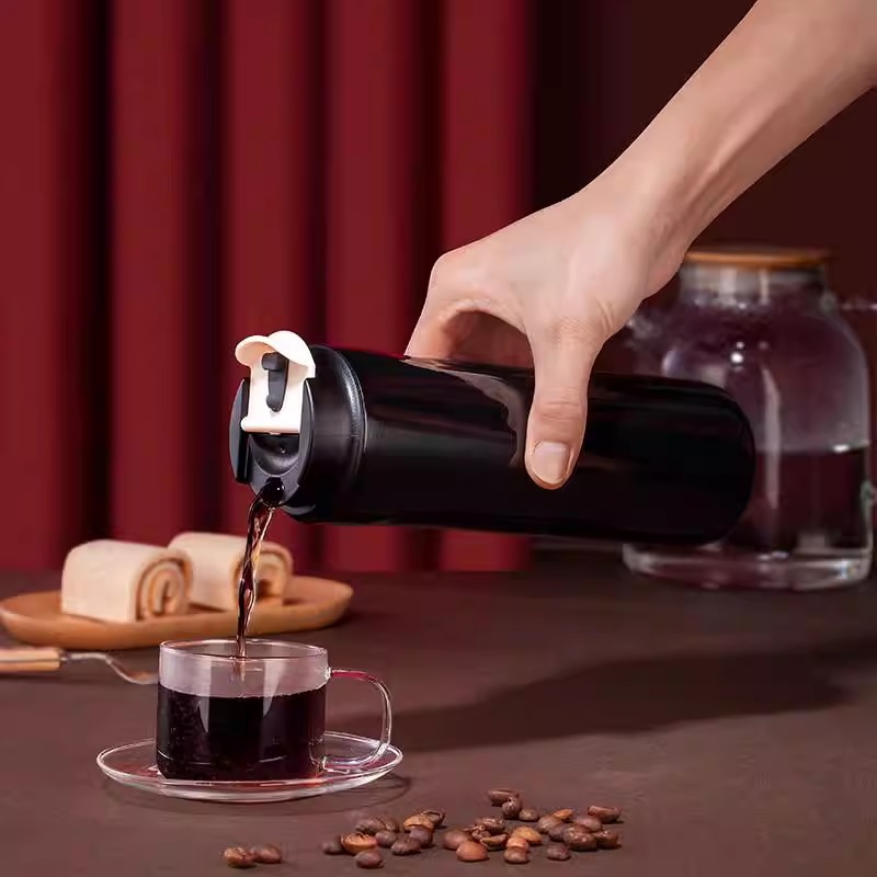 Stainless Steel Portable Outdoor Pour-Over Coffee Mug With Press Rod