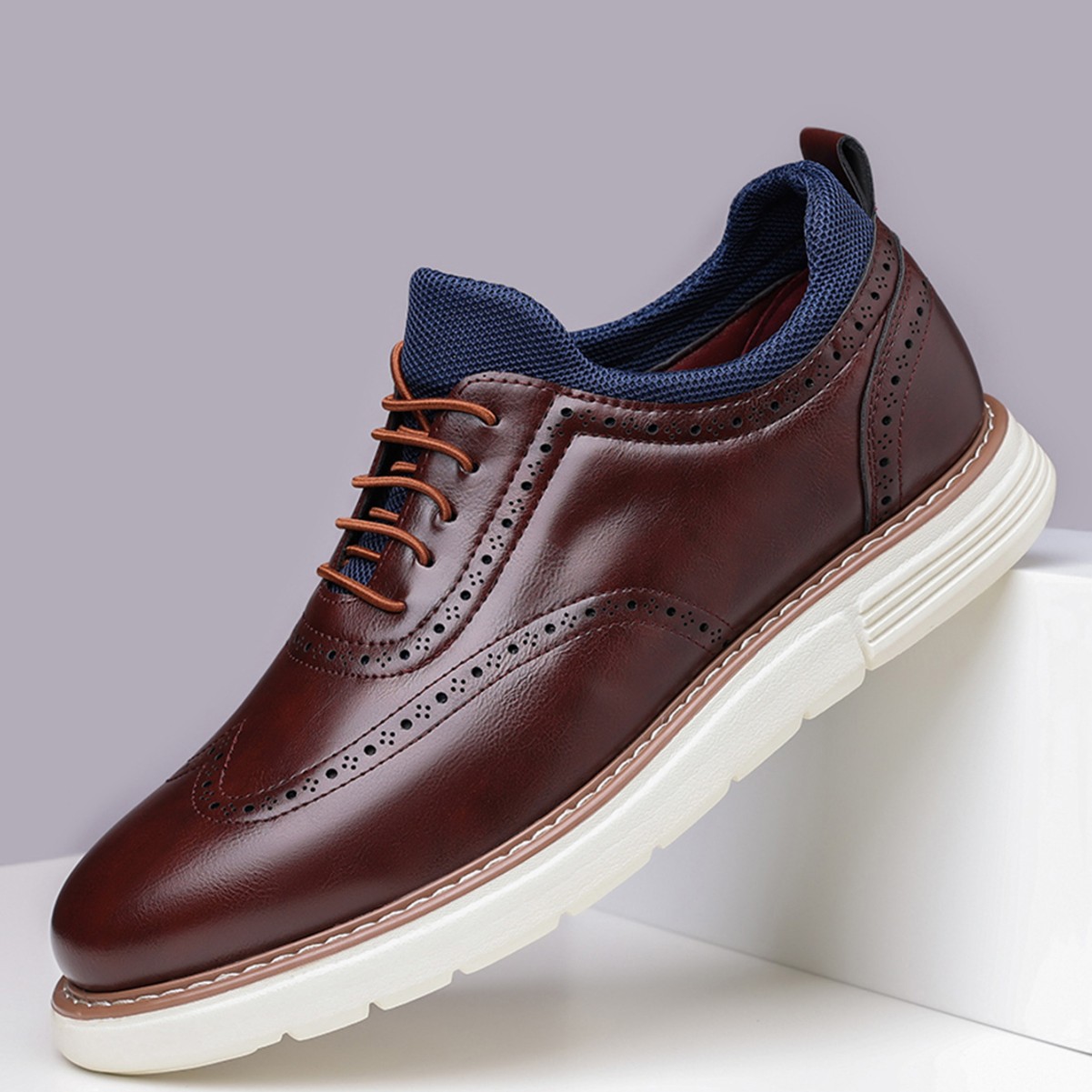 Men's Breathable Lace-up Casual Leather Shoes
