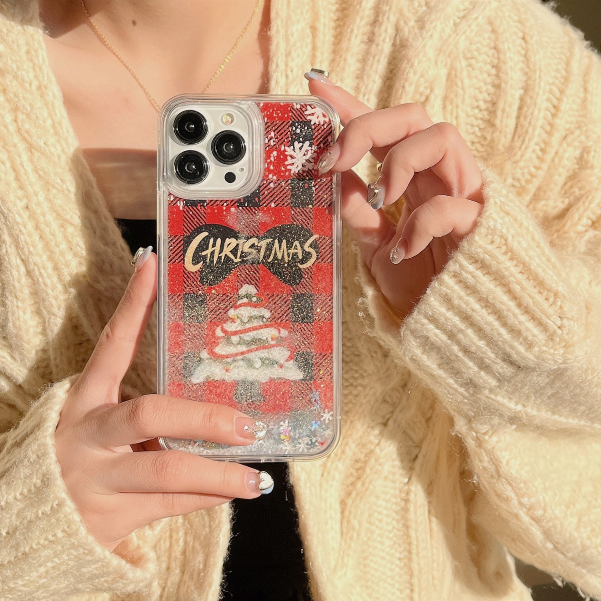 Christmas Tree Quicksand Snowflake Protective Cover Phone Case - Image 10