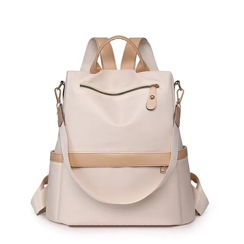 Nylon Women's Cute New Fashionable Travel Oxford Cloth Small Backpack - Beige