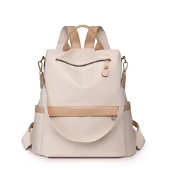Nylon Women's Cute New Fashionable Travel Oxford Cloth Small Backpack - Beige - View 1
