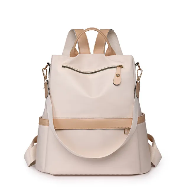 Nylon Women's Cute New Fashionable Travel Oxford Cloth Small Backpack Beige - Shop at LoveMi
