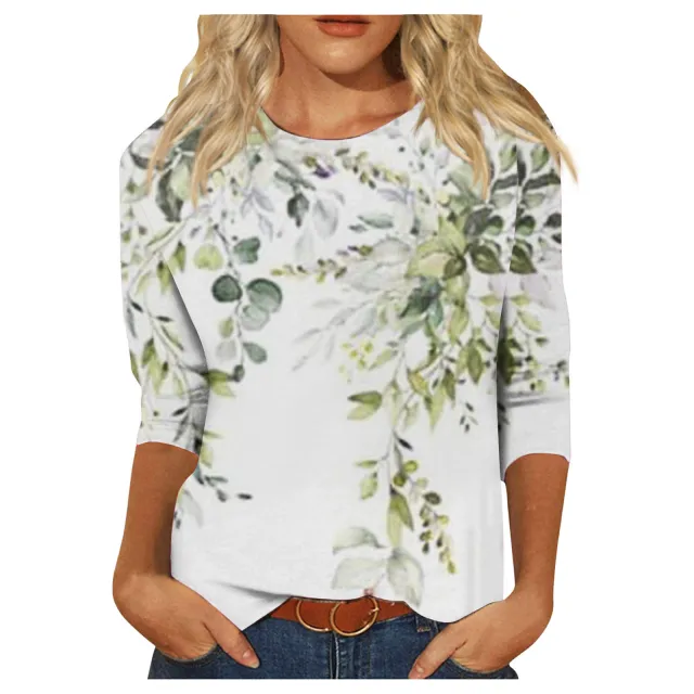 Round Neck Printed Casual Loose Long Sleeve 26Style S - Shop at LoveMi
