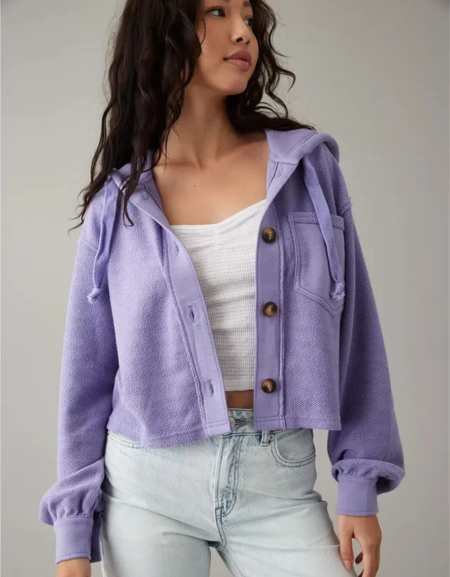 Short Loose Hooded Pullover Sweater Purple - Shop at LoveMi
