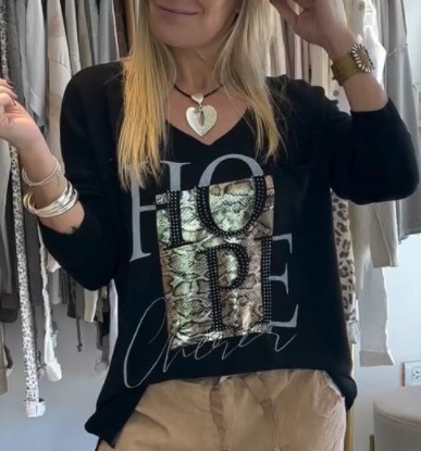 Women's Fashion Printing V neck Long Sleeve Top 4 Models D764 S - Shop at LoveMi