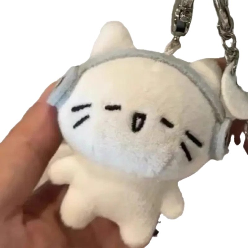 Cute New Cat Ear Headphones Plush Toy Cartoon-style Healing Plush Bag Charm